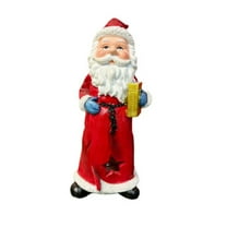 Xecvkr Christmas Resin Santa Claus Illuminated Decorations Holiday Porch Figurine High-Quality LED Hand Carved Lifelike Detail Perfect Gift Home Door Decor 1pc Statue 6.5in