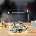 thumbnail image 1 of Xecvkr Clear acrylic Bank Money Tip Jar Unopenable Coin Savings Box Transparent Display Budget Organizer Multiple Size 4.72x4.72x4.72in 1 Pack, 1 of 5