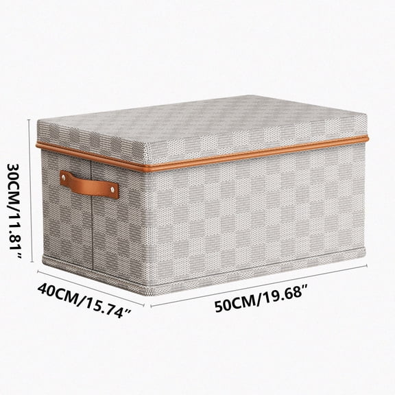 Xecvkr Clothing Storage Bins Non Woven Checker Clothes Storage Box Cover Efficient Classification Foldable Stackable airy Odorless Lightweight Multiple Sizes Home 18L 26L 38L 60L 1 Pack