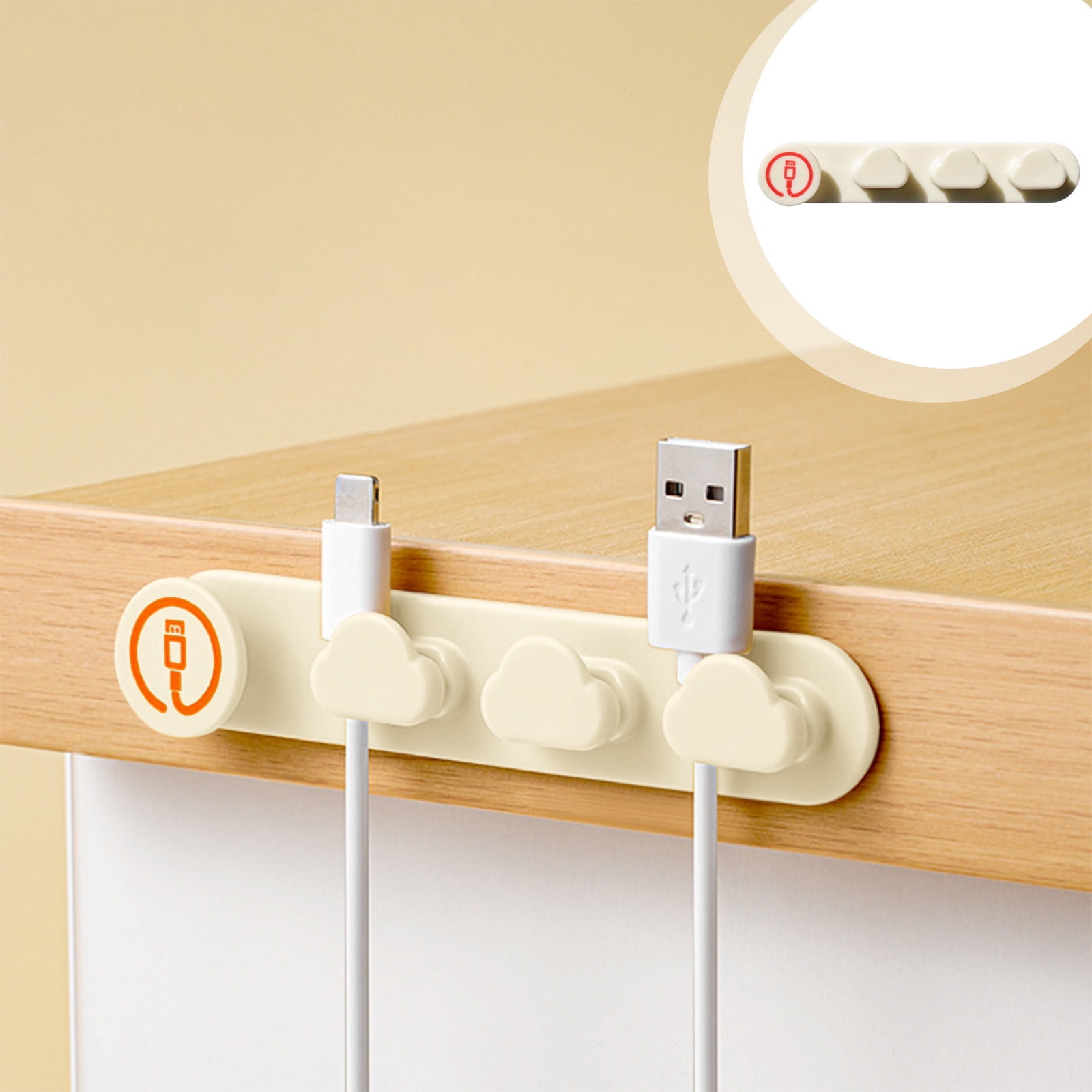 Xecvkr CloudsShaped Adhesive Rubber Cable Organizer, Stores up to 8