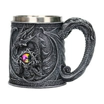 Xecvkr Coffee Cups 3D Dragon Embossed Beer Mug Medieval Theme Gothic Design Resin with Stainless Steel Liner 450ml Capacity