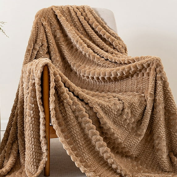 Xecvkr Comfy Blanket Flannel Jacquard Throw Blanket, 70x100cm Soft Nap Blanket for Office Bed, Beige Gray Green Blue Khaki Pink, Warm and Cozy