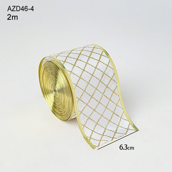 Xecvkr Composite Linen Christmas Ribbon Boutique Bow Tree Printing 2m Soft Washable Home Window Decorative DIY Accent Multi Pattern 1pc