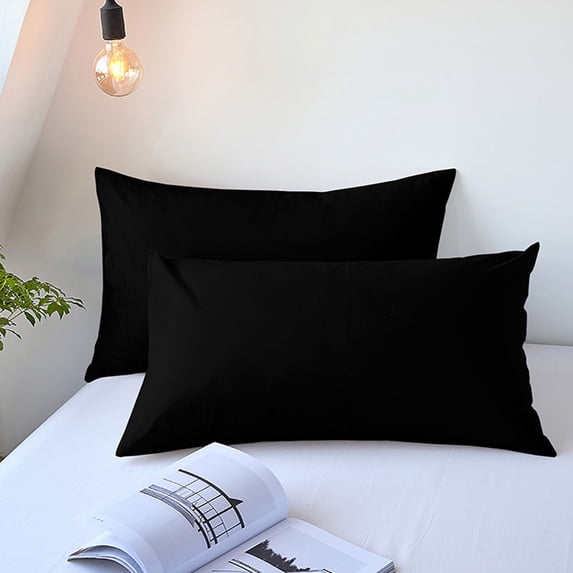 Xecvkr Cooling Pillowcase Set Polyester Velvet Soft Breathable Envelope Closure Easy Care Fade Resistant Hot Sleeper Relief All-Season Bedroom Decor 2-Pack Black