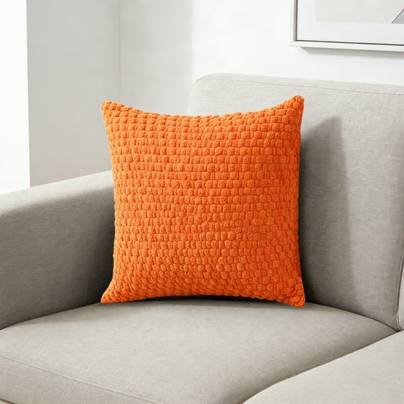 Xecvkr Corduroy Pillowcase Winter Thick Decorative 45x45cm Boho Soft Home Living Room Sofa Balcony Patio Bedroom Support Hidden Zipper Washable Single Cover Orange