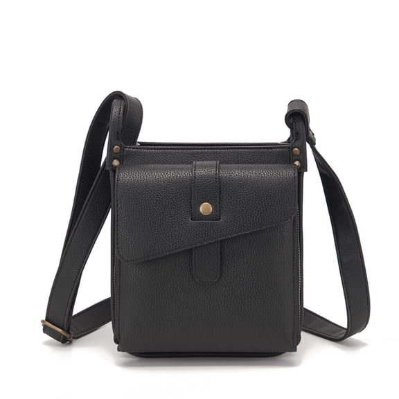 Xecvkr Crossbody Purse Built-In Wallet Leather Compact Large Capacity Messenger Bag Metal Zipper adjustable Strap Keychain Pen Slot 6.3x2.8x8.1in 1 Pack