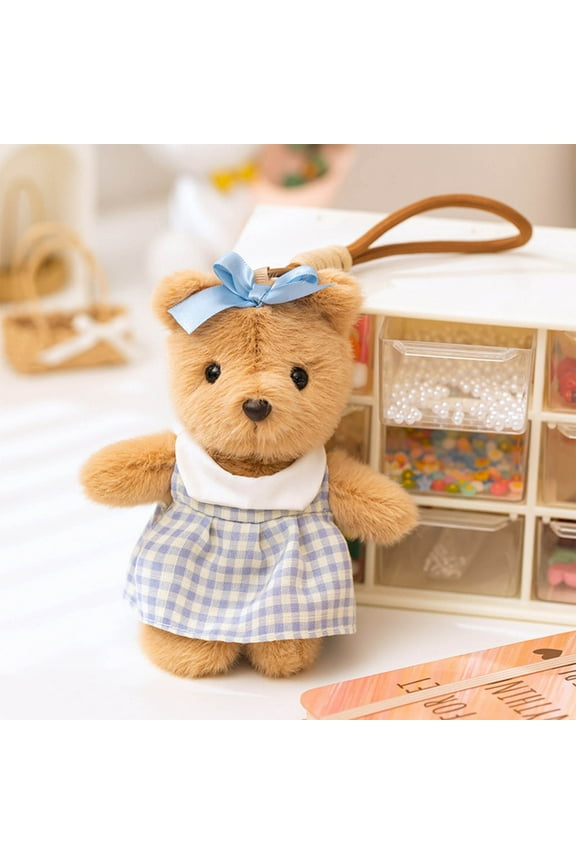 Cute Bear Plush Keychain, Mini Doll Pendant for Bag or Keys, Soft Stuffed Animal Toy, Gift for Girls and Couples, Birthday Present