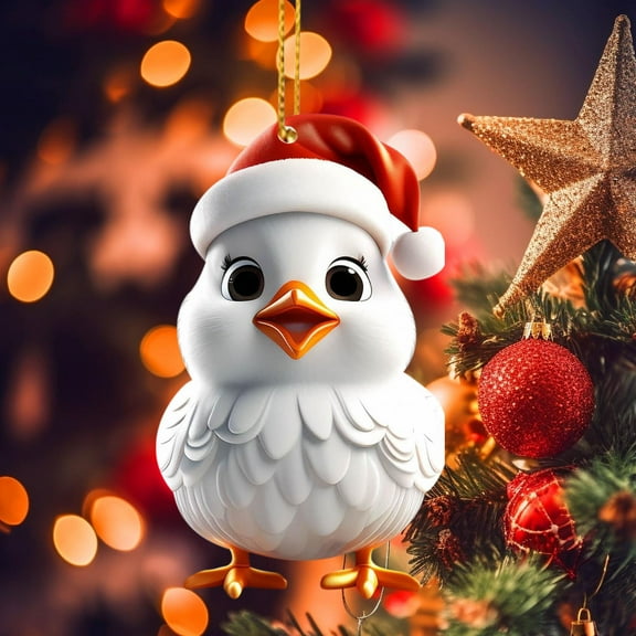 Xecvkr Cute Rooster Car Pendant Christmas Tree Ornament Home Hanging Holiday Decorative Multicolor Backpack Bag Keychain Gift 3.15in 1pc