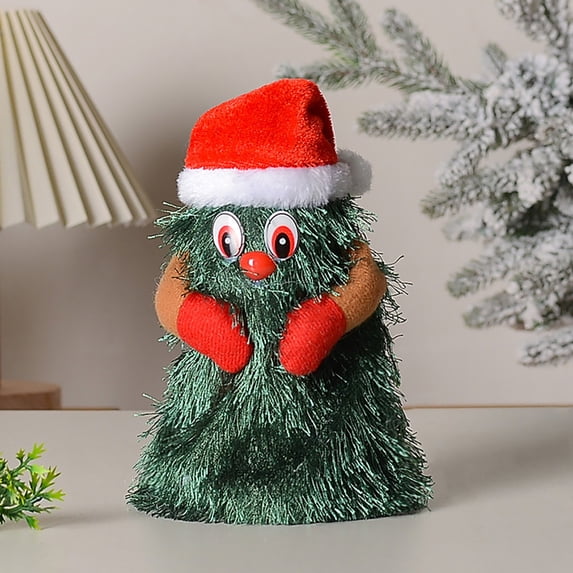 Xecvkr Dancing Christmas Tree Family Plush Figure Music Motion Window Table Holiday Ornament Funny toy Kids Party Home Interactive Movable Battery Required 10x24cm 1pc