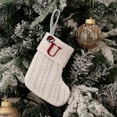 thumbnail image 1 of Xecvkr Decorative Knit Alphabet Socks Christmas Gift Bag White Wool Stocking Embroidered Letters Medium Thick Polyester Children’s Candy Holiday Storage Family Table Home 7.09x5.9in 1pc, 1 of 2
