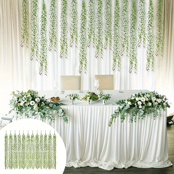 Xecvkr Decorative Vines Fake Decor 12 Pack Artificial Weeping Willow Vines Simulated Green Plants Wedding Wall Hanging Home Decor 41.9 Inch Long