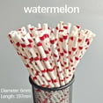 thumbnail image 1 of Xecvkr Disposable Straws 100 PCS Disposable Biodegradable Kraft Paper Straws Summer Fruit Pattern Design for Drinks Beverages Party Decorations 4 Pack, 1 of 3