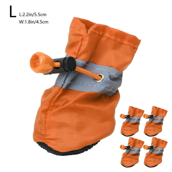 Xecvkr Dog Shoes Small Paw Protector Orange Reflective Non Slip Water Resistant Booties Adjustable Drawstring Fleece Soft Sole Size Chart Included 4 Pack