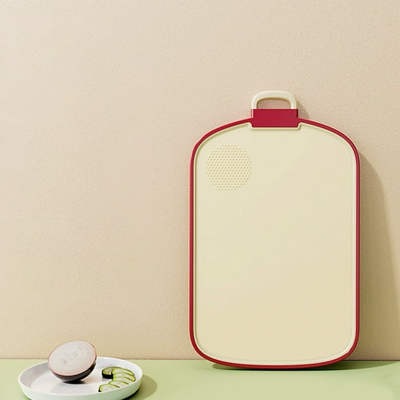 Xecvkr Double Sided Antibacterial Cutting Board, Kitchen Chopping Block Non Slip Mat, Vegetable Carving Board, Red, 38x25x0.8cm