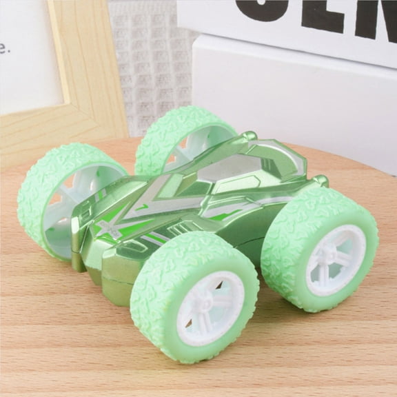 Xecvkr Double Sided Friction Power Flip Car Mini Spring Inertia Crash Resistant Kids Stunt Toy Shock Absorber Boys Girls Birthday Gift 1 Each Green