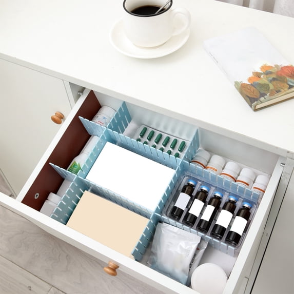 Xecvkr Drawer Partition Board Expandable Organizer Makeup Sock Storage Flexible Cuttable Stackable Thickened Plastic 14.57x2.76x0.08in 4 Pack