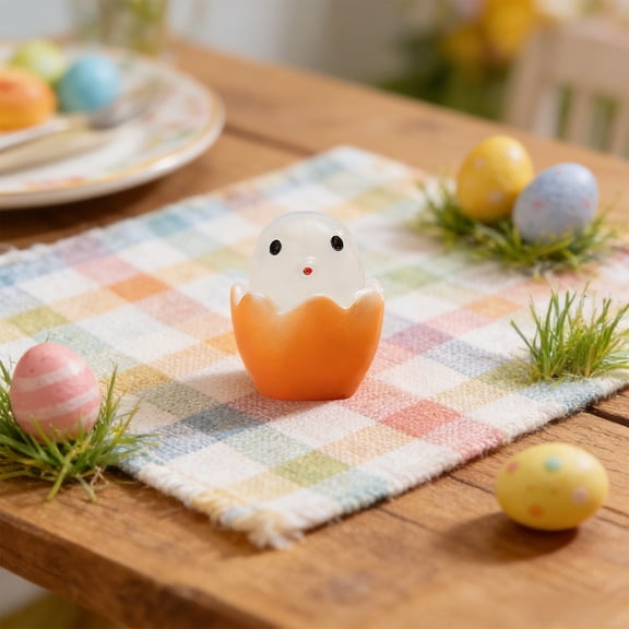 Xecvkr Easter Bling in the Dark Chicks Figurine Mini Chicken Statue Light up Surprise Egg Stuffer Garden Table Playhouse Home Decorative Sturdy Safe Durable 1 Piece White