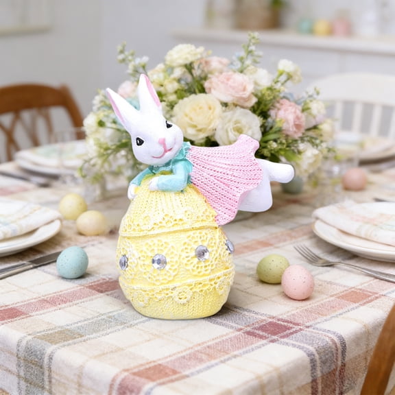 Xecvkr Easter Bunny Desktop Ornaments Shelf Decor Visual Layering Bookshelf Detail Long Lasting Display Versatile Placement Consistent Presentation 1 Piece