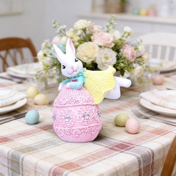 Xecvkr Easter Bunny Desktop Ornaments Shelf Decor Visual Layering Bookshelf Detail Long Lasting Display Versatile Placement Consistent Presentation 1 Piece Pink