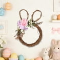 thumbnail image 1 of Xecvkr Easter Bunny Floral Egg Wicker Artificial Wreath Spring Flower LED String Lights Battery Outdoor Door Hanging Home Table Decor 1 Piece, 1 of 6