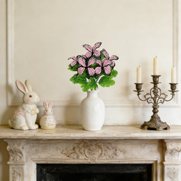 Xecvkr Easter Decorative Cutouts Bouquet Table Accessories Window Display Visual Layering Versatile Placement DIY Setup Complements Festive Arrangement 1 Piece Pink