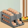 thumbnail image 1 of Xecvkr Egg Storage Tray Refrigerator Organizer 3 Tier auto Rolling Space Saving Dispenser Plastic Railing Protection Holds 30 Eggs Kitchen 2 Pack, 1 of 3