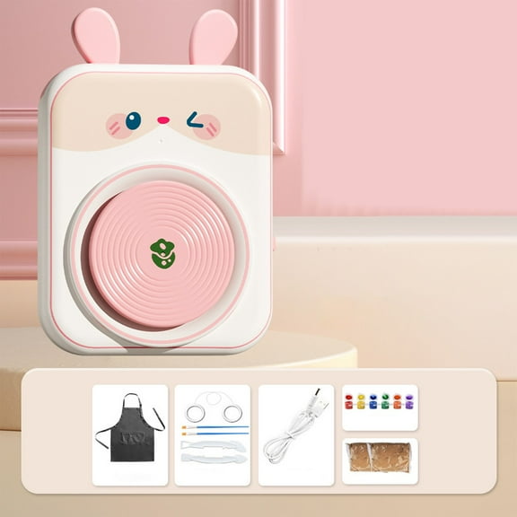 Xecvkr Electric Pottery Wheel for Kids DIY Ceramic Making Machine No Bake Clay Craft Set with USB Power Educational Art Toy for Children Ages 3+ Creative Development