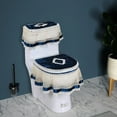thumbnail image 1 of Xecvkr European Lace Toilet Cover Set with Zipper 3 Piece Bathroom Decorative Tank Cover Polyester Spandex Red Gray Beige Blue 40x46 cm, 1 of 6