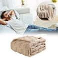 thumbnail image 1 of Xecvkr Extra Large 130x155cm Flannel Fleece Blanket - Ultra Soft Thick Throw for Bed & Sofa, Beige Striped Cozy Nap Blanket (51.18x61.02in, 580g), 1 of 5