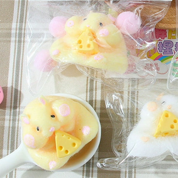 Xecvkr Fidget Sensory Toys 2PC Soft Gel Solid Hamster Stress Relief Toys Material Squeeze Sensory Fidget Toys with Cheese Blocks