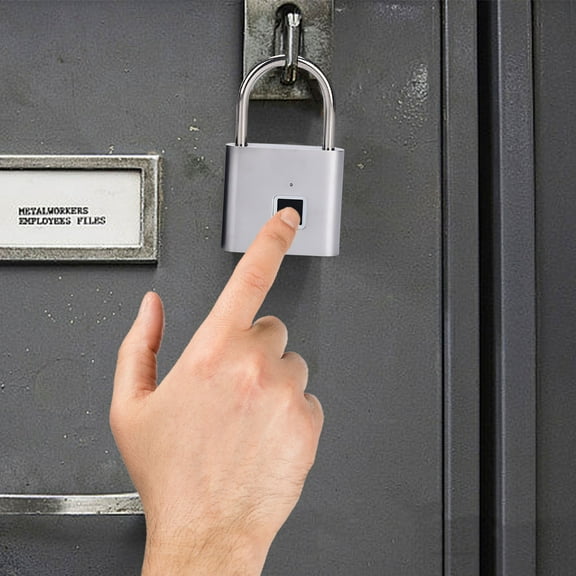 Xecvkr Fingerprint Digital Padlock Portable Security Alloy Gym Cabinet Suitcase USB Rechargeable Keyless Smart Lock Multiple Applications 4.6x7.6x1.3cm 1pc