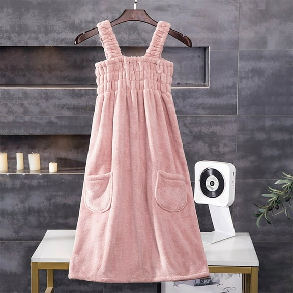 Xecvkr Fleece Bath Skirt Soft Thick Absorbent Wrap Towel Adjustable Straps Pockets Non Slip for Women Spa Shower Bathrobe 39in 1pc