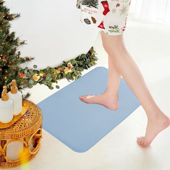 Xecvkr Foam Bath Mat Super Soft Absorbent Washable Non Slip Fast Dry Bathroom Runner Entry Home Decor Kids Elder Pets Modern Single Pack Blue