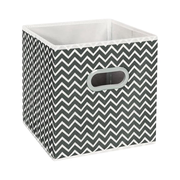 Xecvkr Foldable Fabric Storage Box Black Wavy Pattern 26.7x26.7x28cm Large Drawer Organizer Nonwoven Plastic Handle Closet Shelf Clothes Toy Home Organization 1 Pc