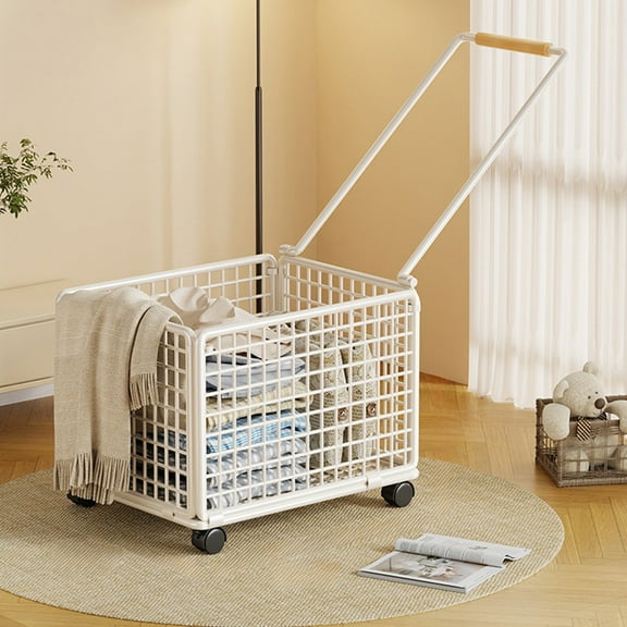 Xecvkr Foldable Laundry Basket Iron Dirty Clothes Storage Bathroom Hamper Multi-Purpose Organizer Tidy Clothing Toy Container Space Saver 1-Pack White