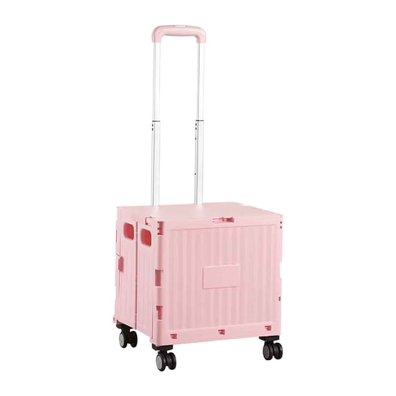 Xecvkr Foldable Shopping Cart Grocery Trolley 360 Degree Wheel Plastic Portable Large Capacity Collapsible Adjustable Pull Handle Storage 1 Pack