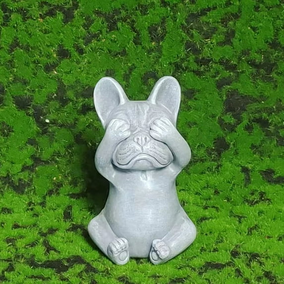Xecvkr French Bulldog Zen Resin Statue Home Garden Decor Funny Sitting Dog Sculpture Calm Peaceful Memorial Durable Classic Outdoor Indoor Ornament 1pc