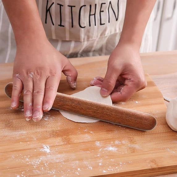 Xecvkr French Rolling Pin Wood 16 Inch Non Stick Polished Dough Roller Multifunctional Baking Tool for Kitchen Use 1 Piece Brown M