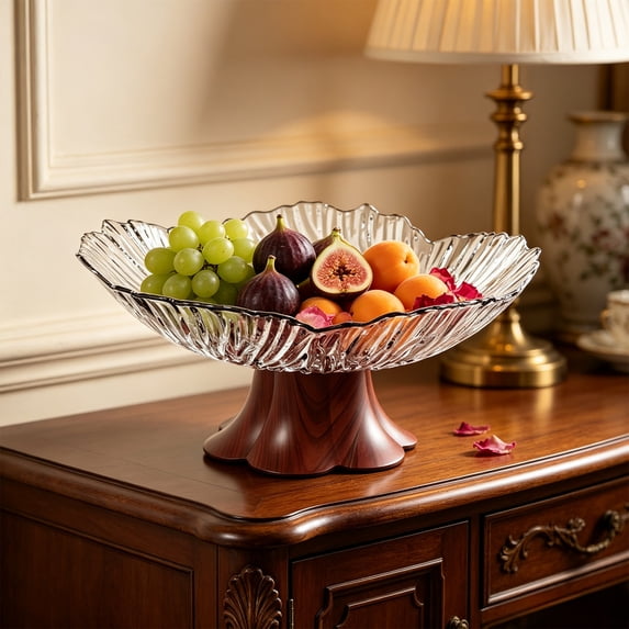 Xecvkr Fruit Bowl Serving Bowl withTray Fruit Bowl Plate Petal Shape Plastic Dessert Bowl for Candy Snacks and Decorative Home Kitchen Serving White