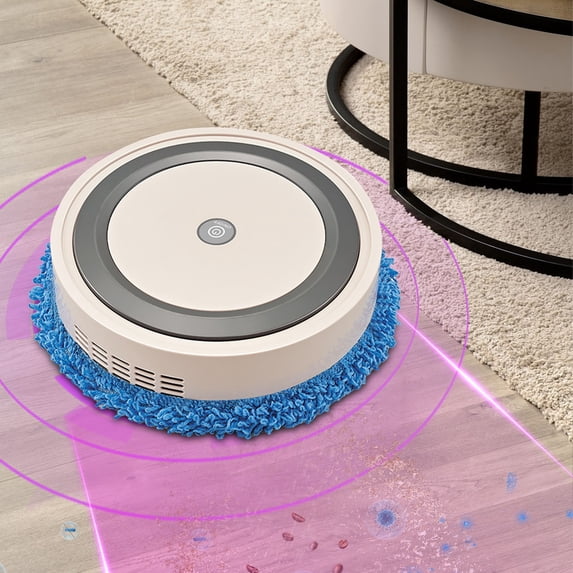 Xecvkr Fully Automatic Intelligent Floor Mopping Robot Random Navigation USB Charging Wet and Dry Dual Use Super Quiet Hands-Free Cleaning 1 Pack White