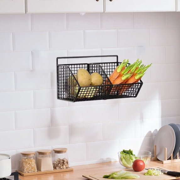 Xecvkr Ginger Garlic Storage Box Kitchen Rack Wall Mounted Iron Punch-Free Sundries Seasoning Basket Waterproof Black 10.2x4.3x5.9in 1 Pack