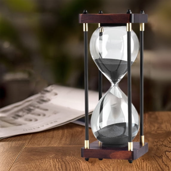 Xecvkr Glass Hourglass Timer 30 Minutes Decorative Sand Timer Children’s Learning Ornament Desktop Countdown Home Office Tabletop Display 1 Piece Black Free Size