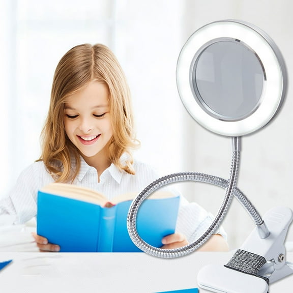Xecvkr Gooseneck Table Lamp Flexible LED USB Magnifying Light for Reading Fine Print Sewing Crafts Cosmetology Silver