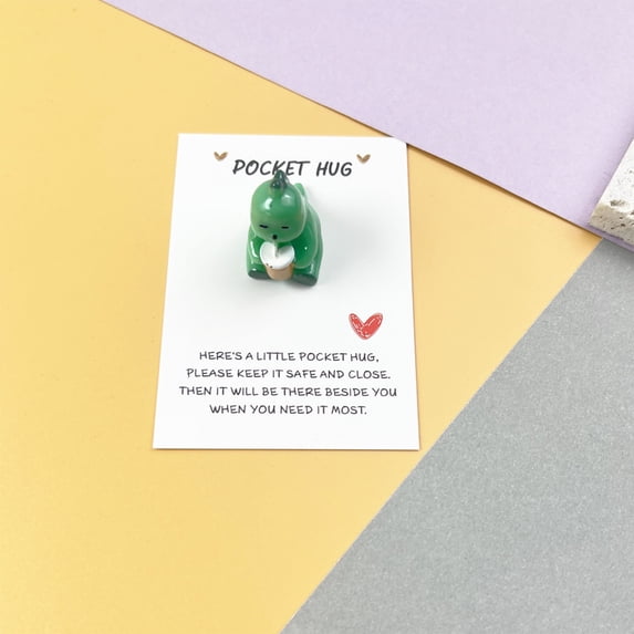 Xecvkr Green Dinosaur Resin English Pocket Card Holiday Gift Greeting Card Compact Durable Everyday Carry Birthday Holiday Appreciation Note Decor 1 Piece Green