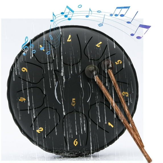 Xecvkr Hand Drum 6 Inch 11 Tone Children’s Musical Percussion Steel Tongue Drum Adult Therapy Instrument With Sticks Bag 1 Set