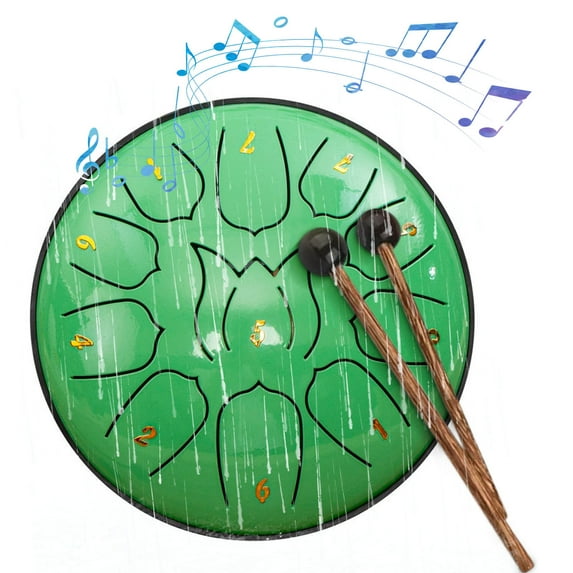 Xecvkr Hand Drum 6 Inch 11 Tone Children’s Musical Percussion Steel Tongue Drum Adult Therapy Instrument With Sticks Bag 1 Set