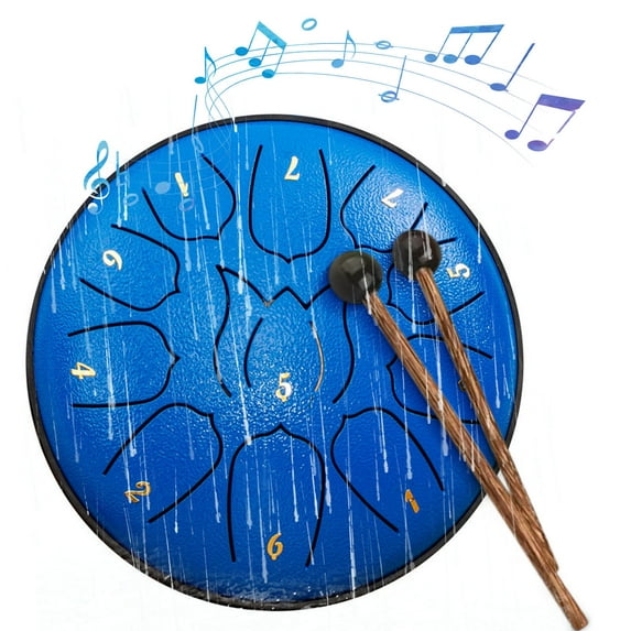 Xecvkr Hand Drum 6 Inch 11 Tone Children’s Musical Percussion Steel Tongue Drum Adult Therapy Instrument With Sticks Bag 1 Set