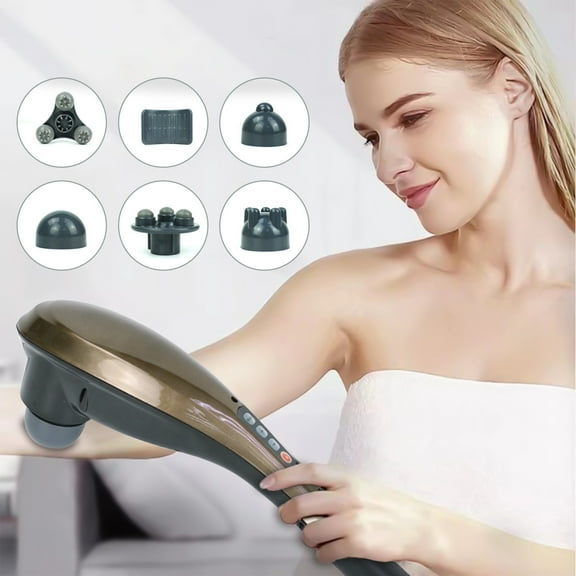 Xecvkr Handheld Percussion Massager Machine 6 Speed Deep Tissue Back Neck Muscle Relief Home Body Vibration Therapy Tool Coffee