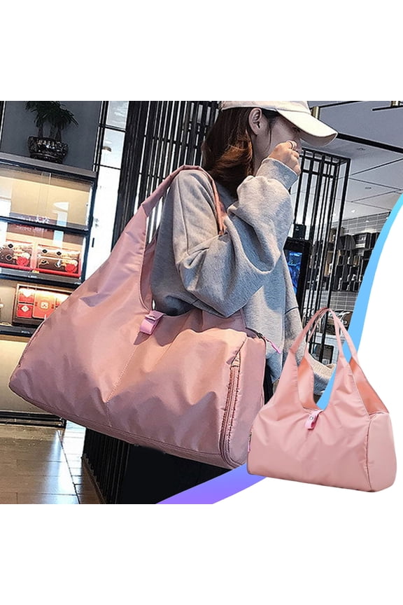 Handheld Travel Bag Large Capacity Dry Wet Separation Duffel Tote Boarding Bag Trolley Sleeve Portable Sports Weekend Gym 1pc Pink