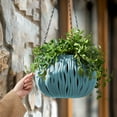 thumbnail image 1 of Xecvkr Hanging Rattan Basket Planter Self-Watering Removable Decorative Plastic Home Garden Balcony Outdoor Modern Sky Garden 1 Pack Blue, 1 of 6